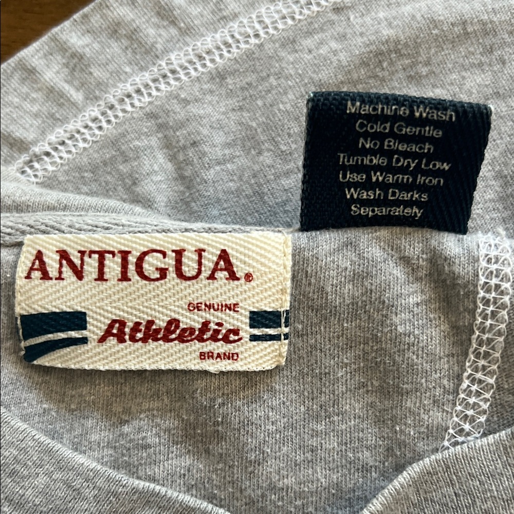VINTAGE Antigua Tampa Bay Buccaneers Mens Large Gray Henley Short Sleeve Shirt - Picture 5 of 9